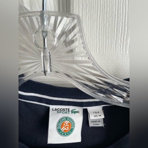 Lacoste Mens Roland Garros Edition Navy Blue Logo Jersey T-Shirt Medium - Picture 2 of 7